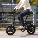 Finbike E Bike Klapprad 14 Zoll, 7.8Ah Akku, 250W, vollständig faltbar, 45km Reichweite – Bild 7