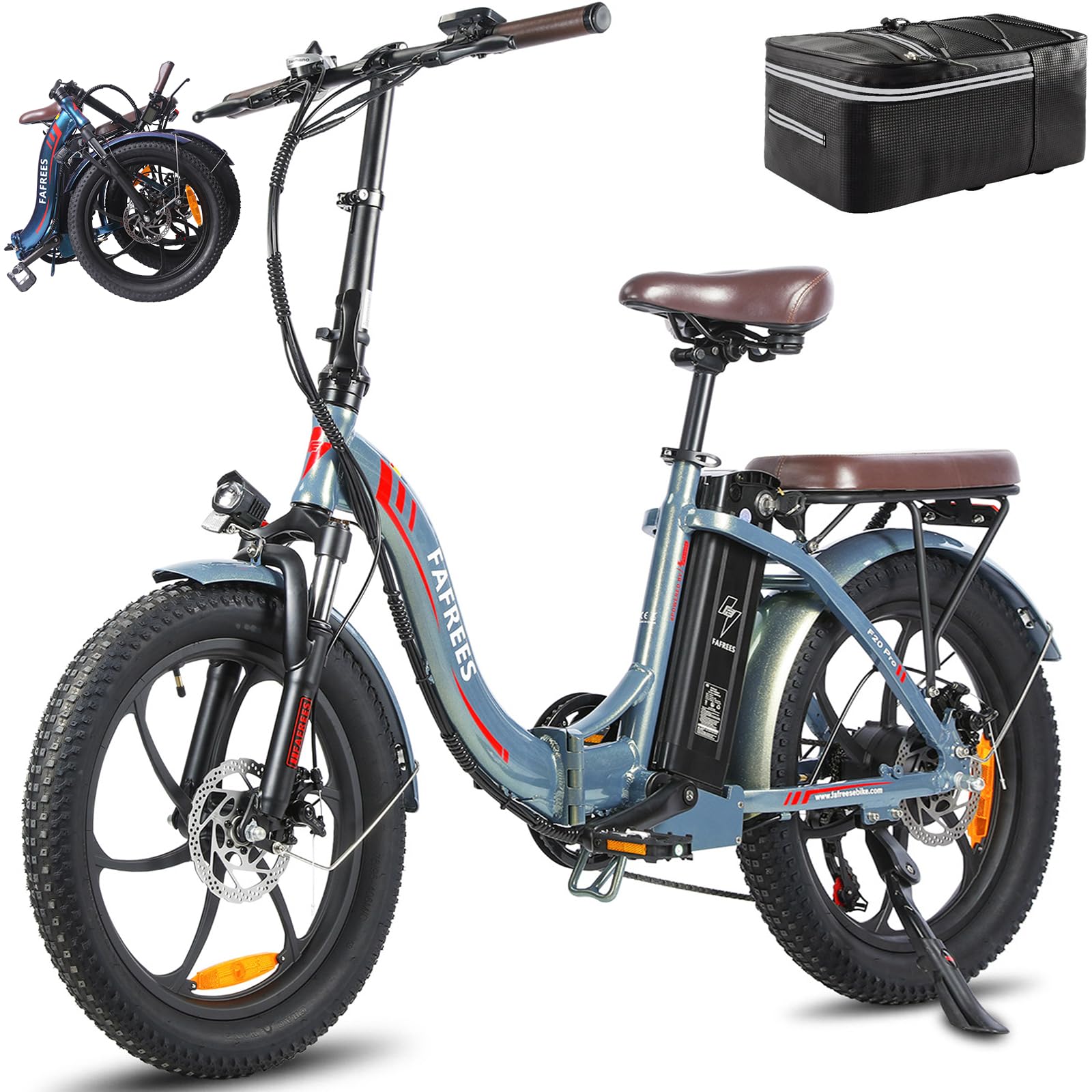 71RlZDMDK9L Fafrees F20 PRO Fatbike E-Bike Klapprad 20 Zoll 36V 20AH 250W Motor Grün – Bild 1