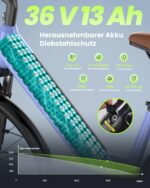 Finbike 26 Zoll E-Bike, 36V 13Ah Akku, 25 km/h, 88km Reichweite, 7-Gang Schaltung für Erwachsene – Bild 3