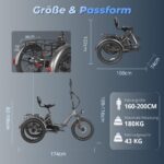 Fafrees F20 Mate E-Bike Dreirad Erwachsene 20 Zoll 48V 23,45Ah 65Nm Motor 180kg COC-Zertifiziert – Bild 9
