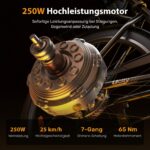 Finbike Elektrofahrrad 26 Zoll E-Bike 36V 13Ah 250W Motor 90km Reichweite 7-Gang Damen Herren – Bild 2