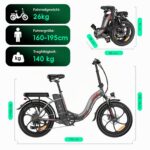 Fafrees F20 E-Bike Klapprad 20 Zoll Fatbike 18AH Akku 250W Motor StVO 140kg Belastbar – Bild 6