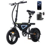 Finbike Elektrofahrrad Klapprad 14 Zoll 36V 12Ah 50KM Reichweite APP-Steuerung Faltbar Tiefschwarz