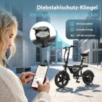 Finbike E-Bike Klapprad 14 Zoll Elektrofahrrad 36V 12Ah 250W Motor APP-Steuerung Faltbar Hellschwarz – Bild 6