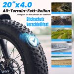 E-Bike Klapprad 20 Zoll mit Fat Reifen, 374Wh Akku, 100km Reichweite, 4 Fahrmodi – Bild 2