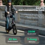 Fafrees F20 PRO E-Bike Klapprad 20 Zoll Fatbike 36V 20AH Akku 250W Motor Aurora Blue – Bild 3