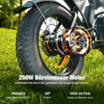 E-Bike Klapprad 20 Zoll mit Fat Reifen, 374Wh Akku, 100km Reichweite, 4 Fahrmodi – Bild 3