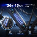 Finbike E-Bike 26 Zoll Elektrofahrrad 36V 15Ah Akku 100km Reichweite 250W Motor 7-Gang Cityrad – Bild 2